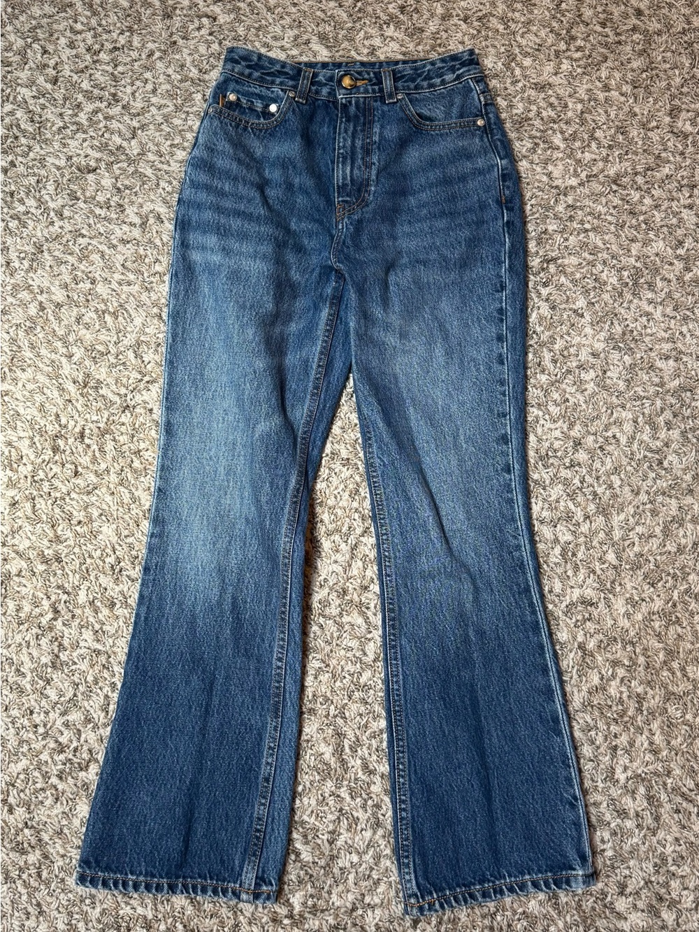 GANNI High Rise Cropped Wide Leg Jeans in Dark Indigo Blue F6016 - Picture 4 of 16